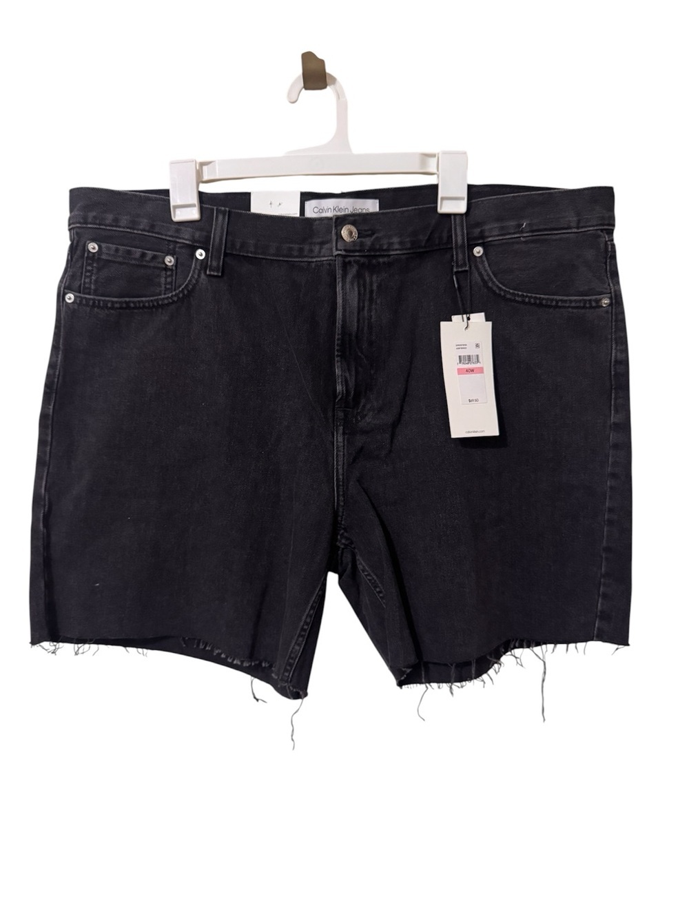 NWT Calvin Klein Black Denim Shorts W40 classic fit distressed